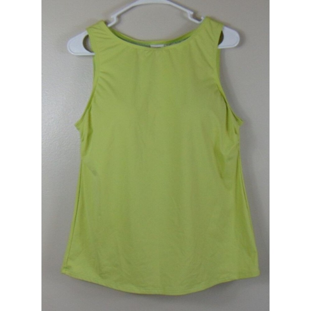 Land's End Tankini Top Womens Size 14 Lime Green Swimwear Built in Bra Beach